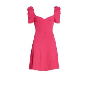 Carolina Herrera Shirred Puff Sleeve Dress in Raspberry